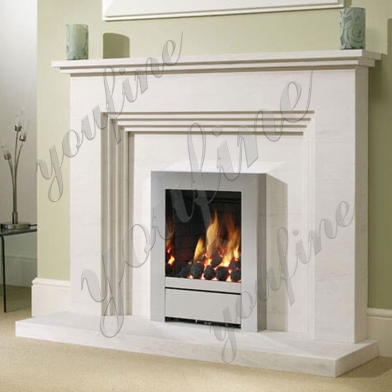 White Outdoor Modern Marble Stone Fireplace for Sale MOKK-489