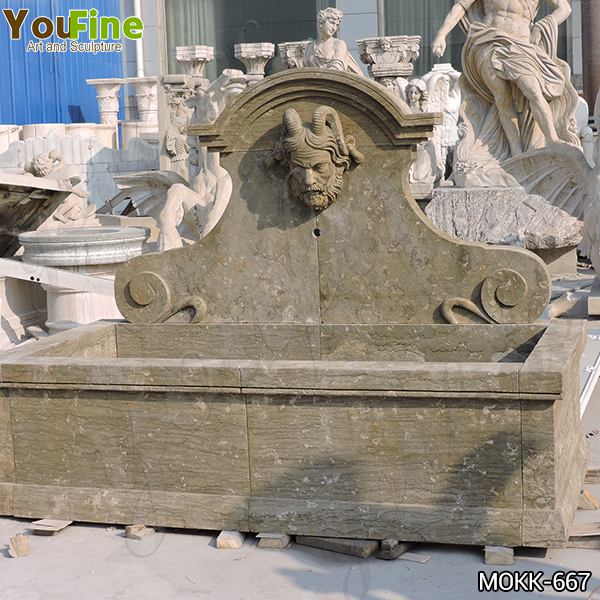 Limestone Wall Fountain with Satyr Head Statue for Sale MOKK-667